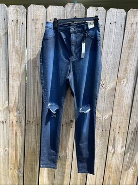 Encore Jeans Dark Blue Distressed Skinny Jeans